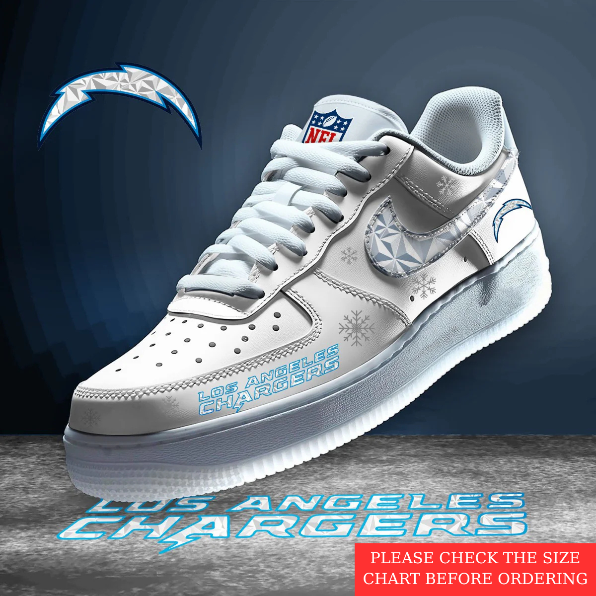 LIMITED EDITION - NEW CUSTOMIZED NFL09 LAC LOS ANGELES CHARGERS AF1 SHOES