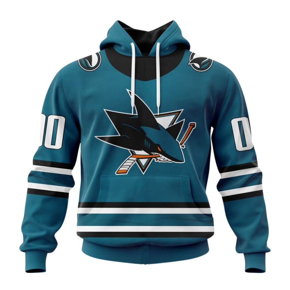 LIMITED EDITION - NEW CUSTOMIZED NHL32 SJS SAN JOSE SHARKS COMBO HOODIE & LONGPANTS