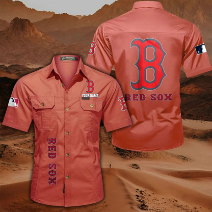 LIMITED EDITION - NEW CUSTOMIZED MLB03 BRS BOSTON RED SOX MEN'S CARGO SHIRT