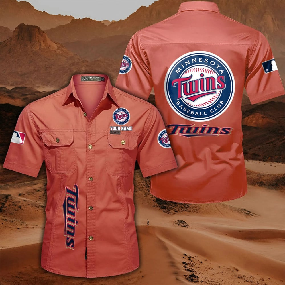 LIMITED EDITION - NEW CUSTOMIZED MLB22 MTS MINNESOTA TWINS MEN'S CARGO SHIRT