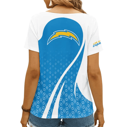 LIMITED EDITION - NEW CUSTOMIZED NFL09 LAC LOS ANGELES CHARGERS V-NECK FEMALE SHIRT