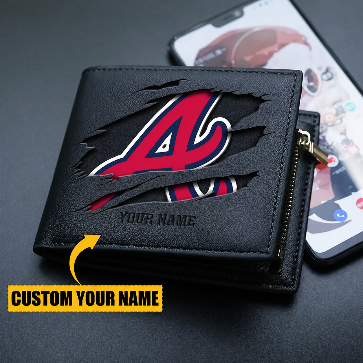 LIMITED EDITION - NEW CUSTOMIZED MLB09 ABS ATLANTA BRAVES LEATHER WALLET