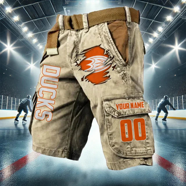 LIMITED EDITION - NEW CUSTOMIZED NHL09 AHD ANAHEIM DUCKS CARGO SHORTS