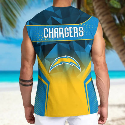 LIMITED EDITION - NEW CUSTOMIZED NFL09 LAC LOS ANGELES CHARGERS MEN'S GYM SHIRT