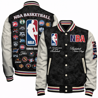 LIMITED EDITION - NEW CUSTOMIZED NBA32 NBA ALL TEAMS BASEBALL JACKET, SATIN VARSITY JACKET