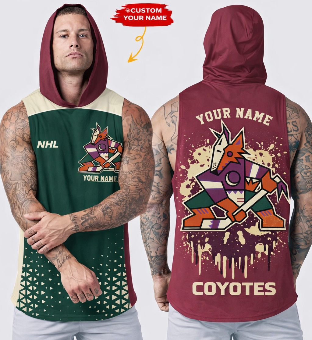 LIMITED EDITION - NEW CUSTOMIZED NHL30 AZC ARIZONA COYOTES HOODED TANK TOP