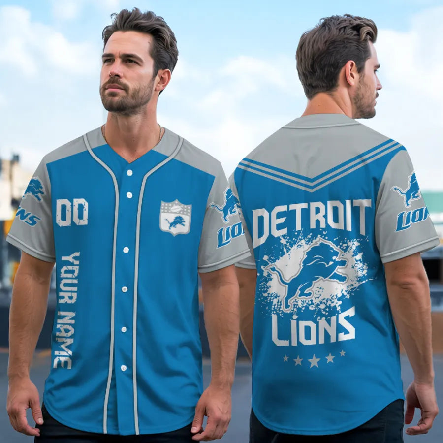 LIMITED EDITION - NEW CUSTOMIZED NFL04 DTL DETROIT LIONS BASEBALL JERSEY
