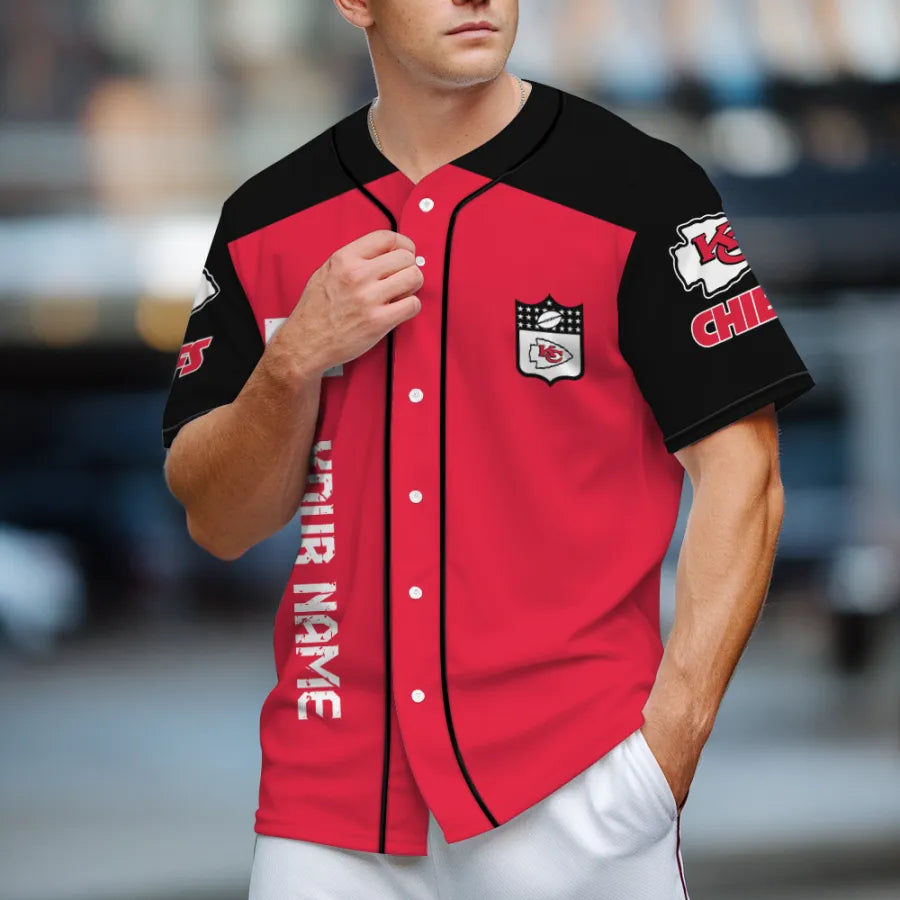 LIMITED EDITION - NEW CUSTOMIZED NFL01 KCC KANSAS CITY CHIEFS BASEBALL JERSEY