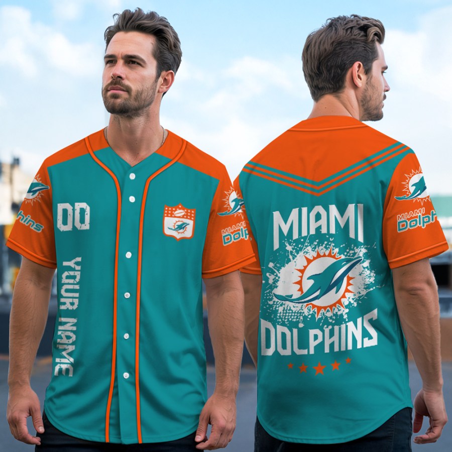 LIMITED EDITION - NEW CUSTOMIZED NFL19 MDP MIAMI DOLPHINS BASEBALL JERSEY