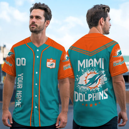 LIMITED EDITION - NEW CUSTOMIZED NFL19 MDP MIAMI DOLPHINS BASEBALL JERSEY