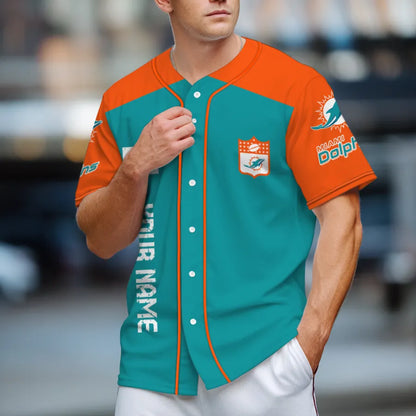 LIMITED EDITION - NEW CUSTOMIZED NFL19 MDP MIAMI DOLPHINS BASEBALL JERSEY