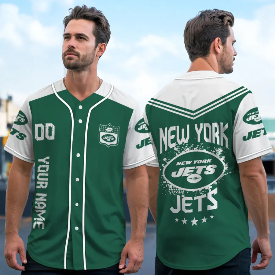 LIMITED EDITION - NEW CUSTOMIZED NFL25 NYJ NEW YORK JETS BASEBALL JERSEY