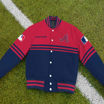 LIMITED EDITION - NEW CUSTOMIZED MLB09 ABS ATLANTA BRAVES BASEBALL JACKET, SATIN VARSITY JACKET
