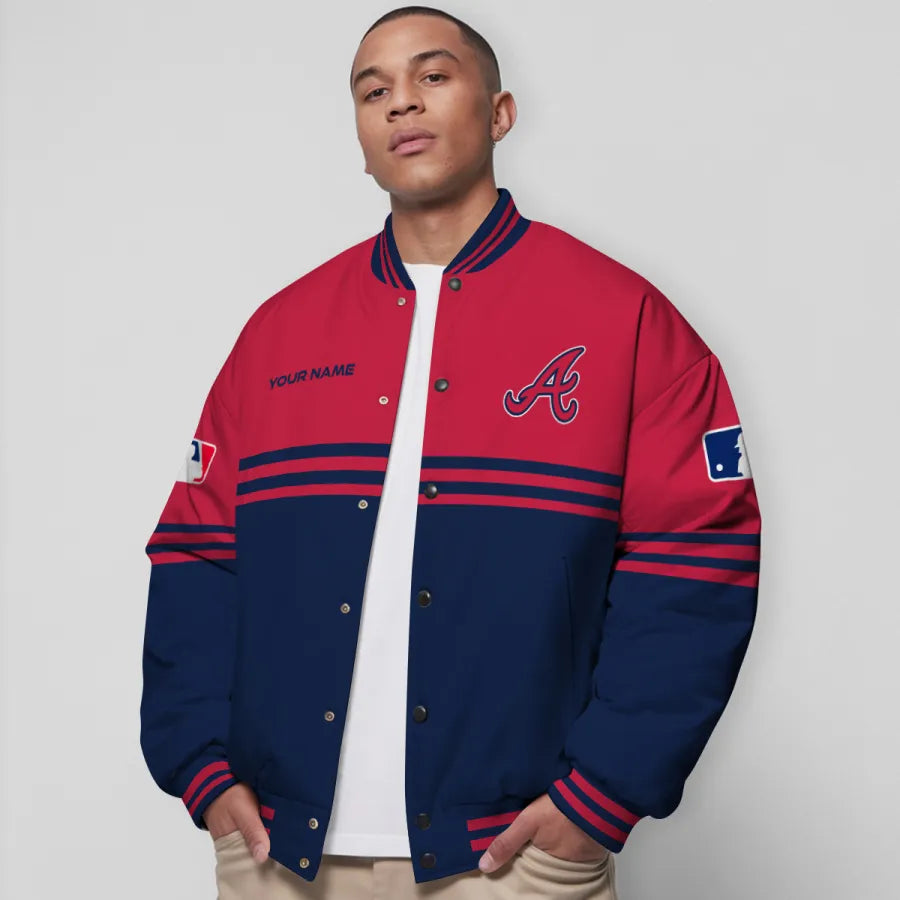 LIMITED EDITION - NEW CUSTOMIZED MLB09 ABS ATLANTA BRAVES BASEBALL JACKET, SATIN VARSITY JACKET