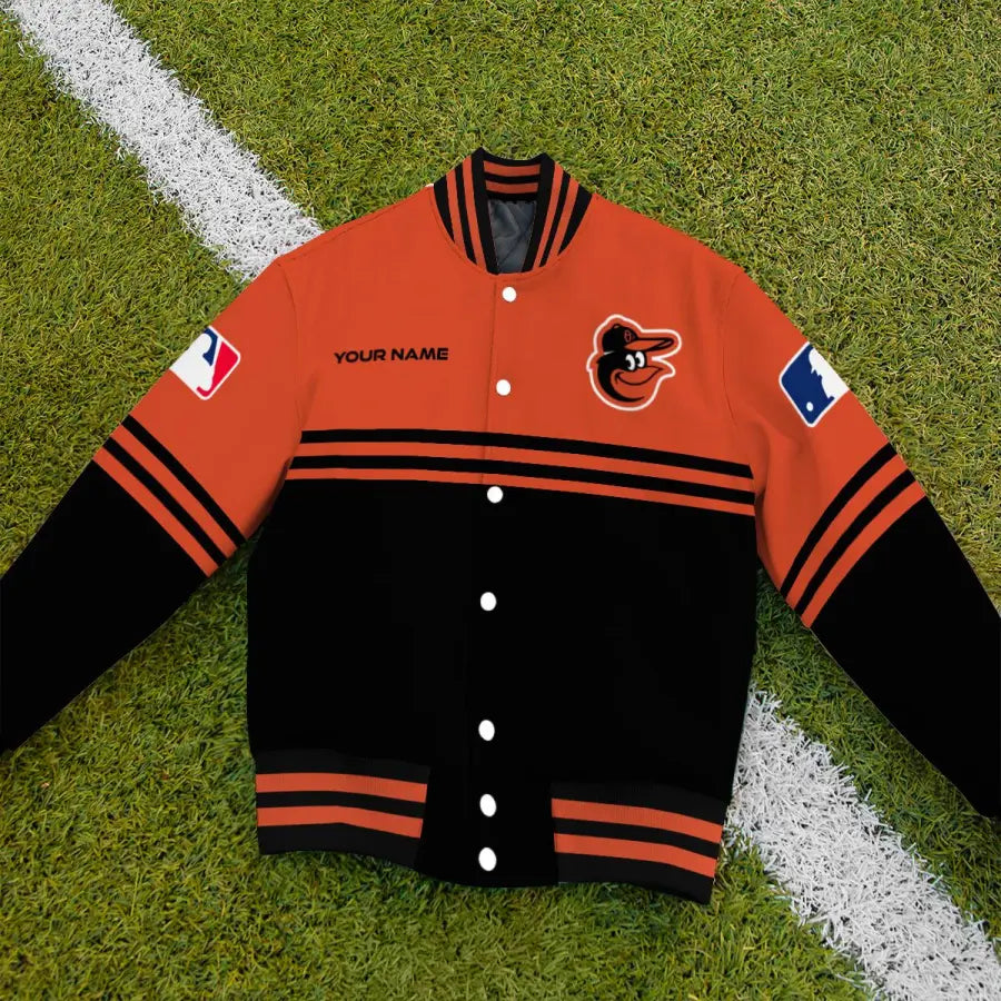 LIMITED EDITION - NEW CUSTOMIZED MLB25 BOS BALTIMORE ORIOLES BASEBALL JACKET, SATIN VARSITY JACKET