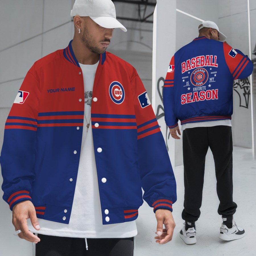 LIMITED EDITION - NEW CUSTOMIZED MLB04 CCS CHICAGO CUBS BASEBALL JACKET, SATIN VARSITY JACKET