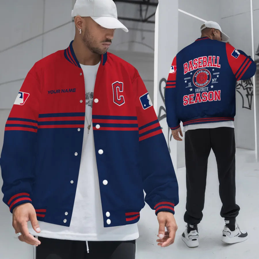 LIMITED EDITION - NEW CUSTOMIZED MLB13 CGS CLEVELAND GUARDIANS BASEBALL JACKET, SATIN VARSITY JACKET