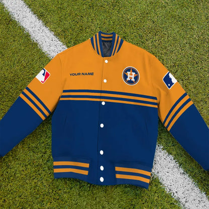 LIMITED EDITION - NEW CUSTOMIZED MLB10 HAS HOUSTON ASTROS BASEBALL JACKET, SATIN VARSITY JACKET