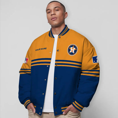 LIMITED EDITION - NEW CUSTOMIZED MLB10 HAS HOUSTON ASTROS BASEBALL JACKET, SATIN VARSITY JACKET