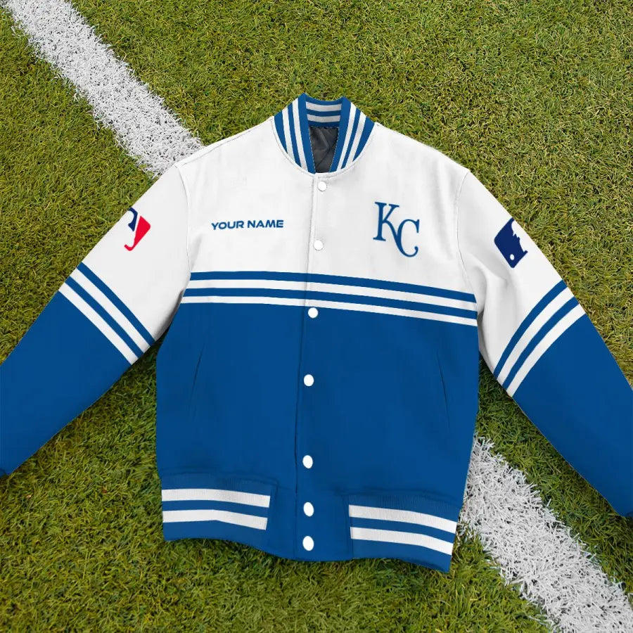 LIMITED EDITION - NEW CUSTOMIZED MLB19 KCR KANSAS CITY ROYALS BASEBALL JACKET, SATIN VARSITY JACKET