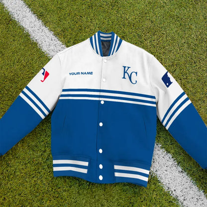 LIMITED EDITION - NEW CUSTOMIZED MLB19 KCR KANSAS CITY ROYALS BASEBALL JACKET, SATIN VARSITY JACKET