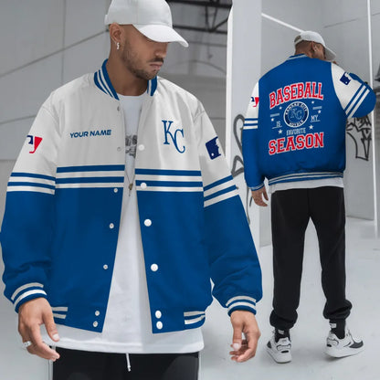 LIMITED EDITION - NEW CUSTOMIZED MLB19 KCR KANSAS CITY ROYALS BASEBALL JACKET, SATIN VARSITY JACKET