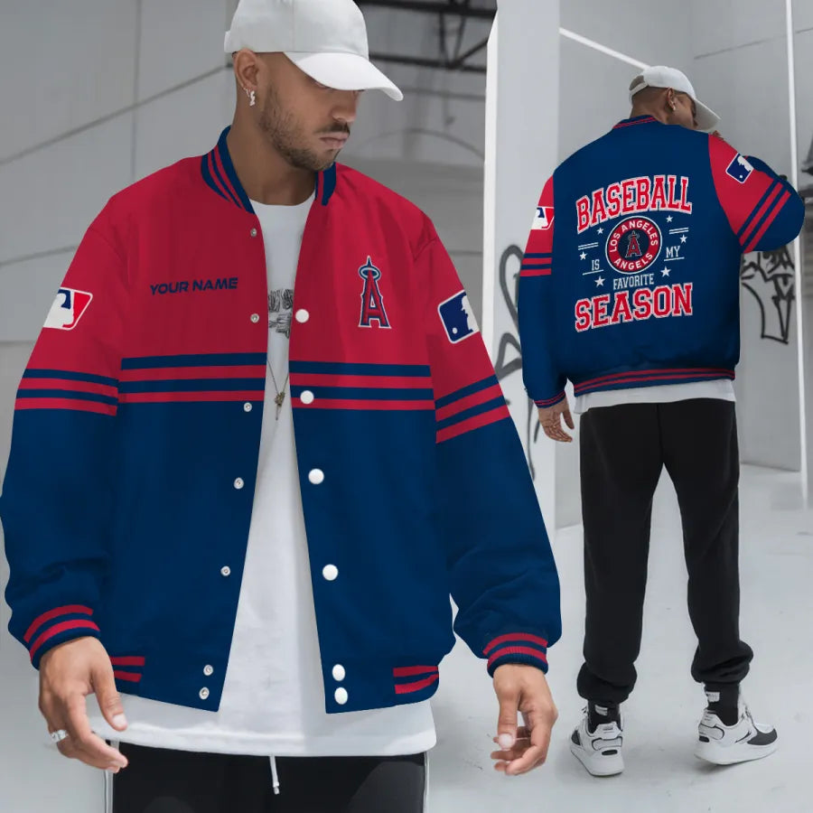 LIMITED EDITION - NEW CUSTOMIZED MLB27 LAA LOS ANGELES ANGELS BASEBALL JACKET, SATIN VARSITY JACKET