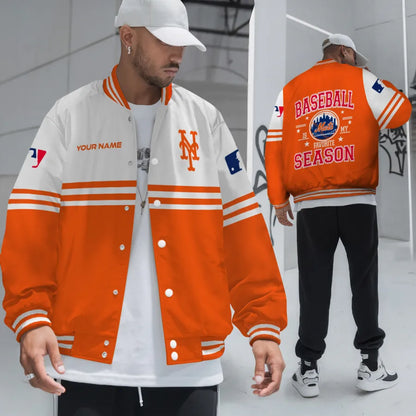 LIMITED EDITION - NEW CUSTOMIZED MLB17 NYM NEW YORK METS BASEBALL JACKET, SATIN VARSITY JACKET