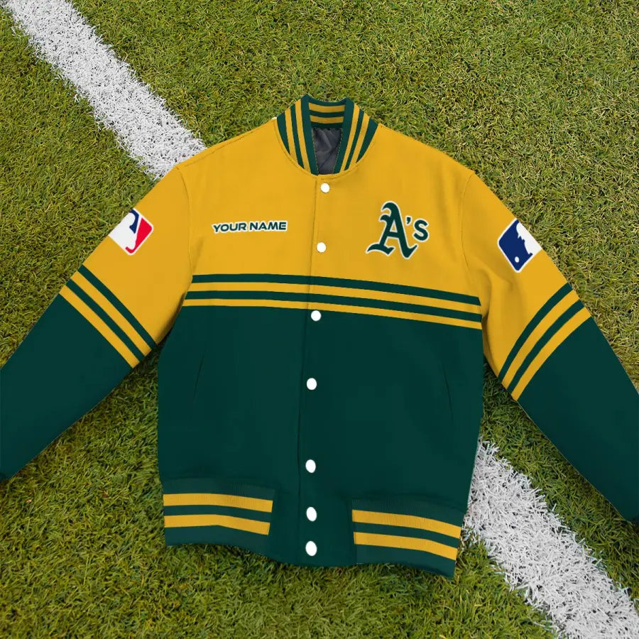 LIMITED EDITION - NEW CUSTOMIZED MLB23 OAS OAKLAND ATHLETICS BASEBALL JACKET, SATIN VARSITY JACKET