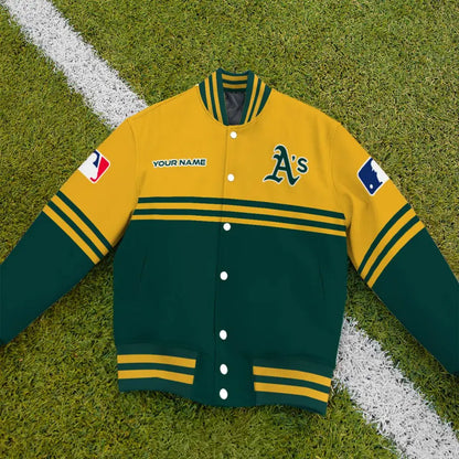 LIMITED EDITION - NEW CUSTOMIZED MLB23 OAS OAKLAND ATHLETICS BASEBALL JACKET, SATIN VARSITY JACKET
