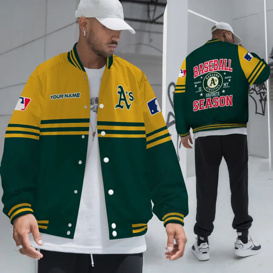 LIMITED EDITION - NEW CUSTOMIZED MLB23 OAS OAKLAND ATHLETICS BASEBALL JACKET, SATIN VARSITY JACKET