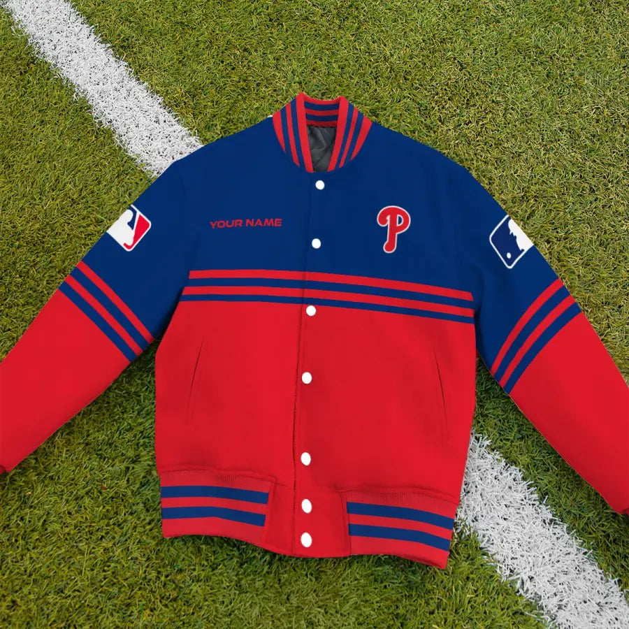 LIMITED EDITION - NEW CUSTOMIZED MLB11 PPS PHILADELPHIA PHILLIES BASEBALL JACKET, SATIN VARSITY JACKET