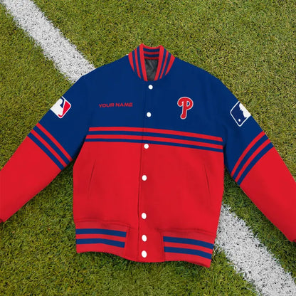 LIMITED EDITION - NEW CUSTOMIZED MLB11 PPS PHILADELPHIA PHILLIES BASEBALL JACKET, SATIN VARSITY JACKET