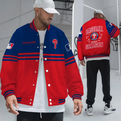 LIMITED EDITION - NEW CUSTOMIZED MLB11 PPS PHILADELPHIA PHILLIES BASEBALL JACKET, SATIN VARSITY JACKET