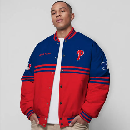LIMITED EDITION - NEW CUSTOMIZED MLB11 PPS PHILADELPHIA PHILLIES BASEBALL JACKET, SATIN VARSITY JACKET
