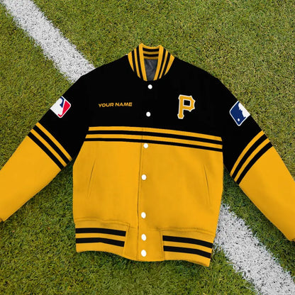 LIMITED EDITION - NEW CUSTOMIZED MLB29 PHP PITTSBURGH PIRATES BASEBALL JACKET, SATIN VARSITY JACKET