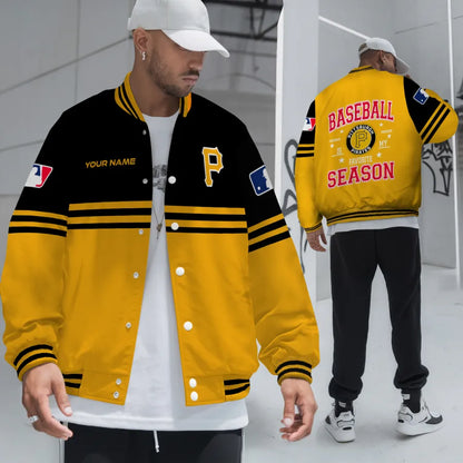 LIMITED EDITION - NEW CUSTOMIZED MLB29 PHP PITTSBURGH PIRATES BASEBALL JACKET, SATIN VARSITY JACKET