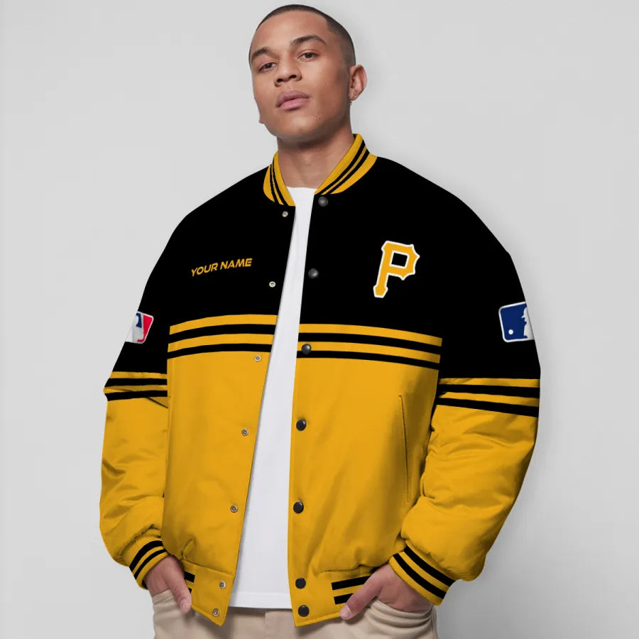LIMITED EDITION - NEW CUSTOMIZED MLB29 PHP PITTSBURGH PIRATES BASEBALL JACKET, SATIN VARSITY JACKET