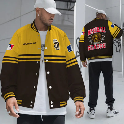 LIMITED EDITION - NEW CUSTOMIZED MLB18 SDP SAN DIEGO PADRES BASEBALL JACKET, SATIN VARSITY JACKET