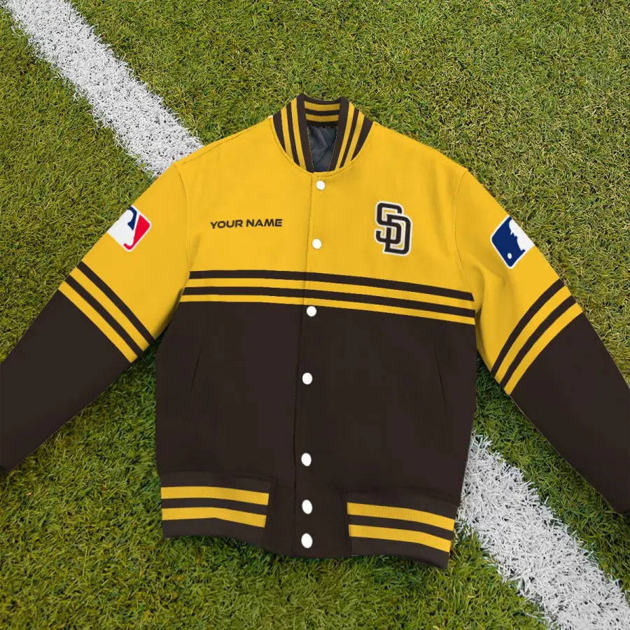 LIMITED EDITION - NEW CUSTOMIZED MLB18 SDP SAN DIEGO PADRES BASEBALL JACKET, SATIN VARSITY JACKET