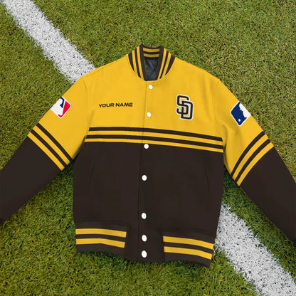 LIMITED EDITION - NEW CUSTOMIZED MLB18 SDP SAN DIEGO PADRES BASEBALL JACKET, SATIN VARSITY JACKET