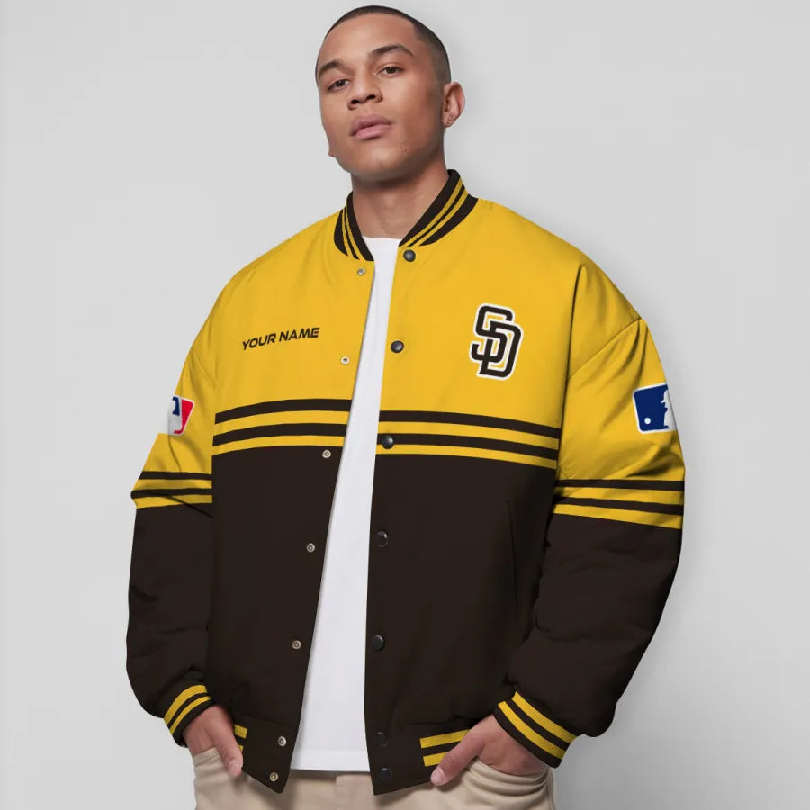 LIMITED EDITION - NEW CUSTOMIZED MLB18 SDP SAN DIEGO PADRES BASEBALL JACKET, SATIN VARSITY JACKET