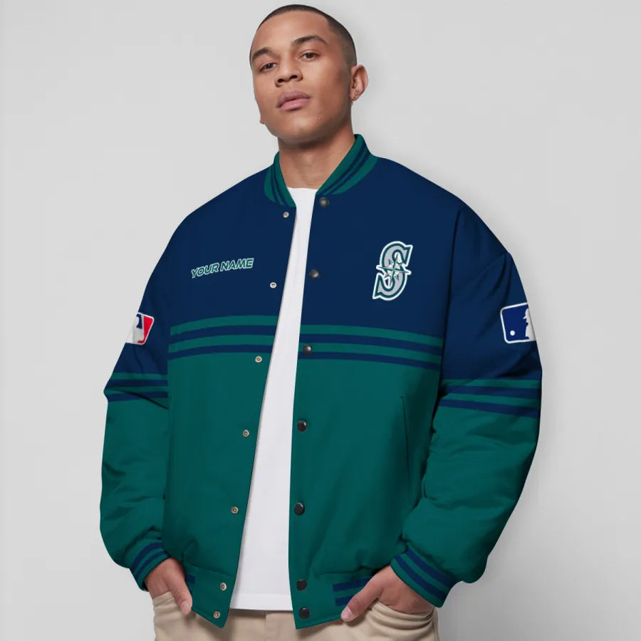 LIMITED EDITION - NEW CUSTOMIZED MLB14 SMS SEATTLE MARINERS BASEBALL JACKET, SATIN VARSITY JACKET