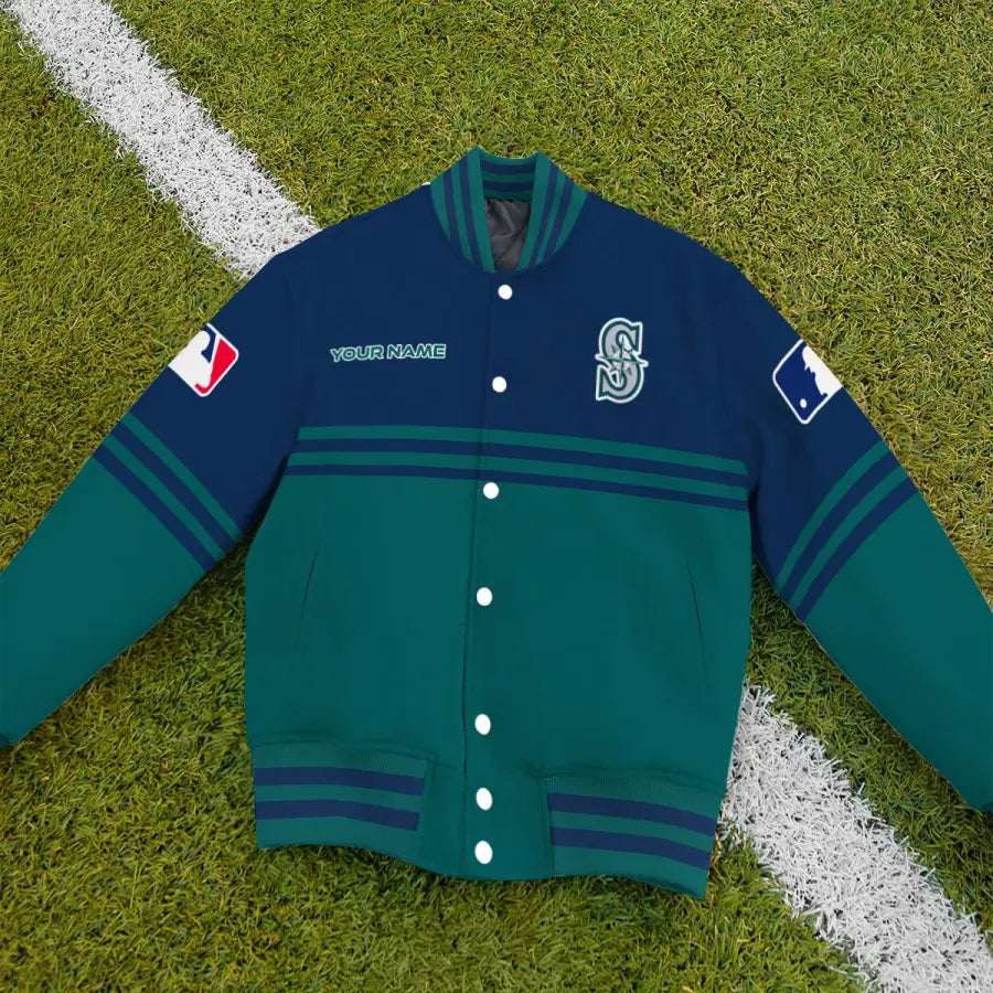 LIMITED EDITION - NEW CUSTOMIZED MLB14 SMS SEATTLE MARINERS BASEBALL JACKET, SATIN VARSITY JACKET