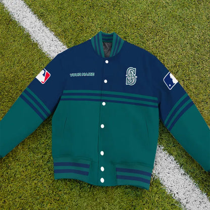 LIMITED EDITION - NEW CUSTOMIZED MLB14 SMS SEATTLE MARINERS BASEBALL JACKET, SATIN VARSITY JACKET