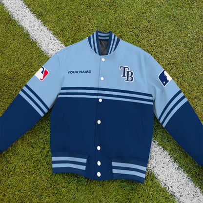 LIMITED EDITION - NEW CUSTOMIZED MLB21 TBR TAMPA BAY RAYS BASEBALL JACKET, SATIN VARSITY JACKET