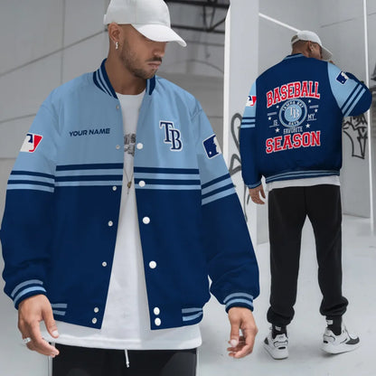 LIMITED EDITION - NEW CUSTOMIZED MLB21 TBR TAMPA BAY RAYS BASEBALL JACKET, SATIN VARSITY JACKET