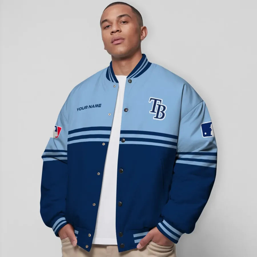LIMITED EDITION - NEW CUSTOMIZED MLB21 TBR TAMPA BAY RAYS BASEBALL JACKET, SATIN VARSITY JACKET
