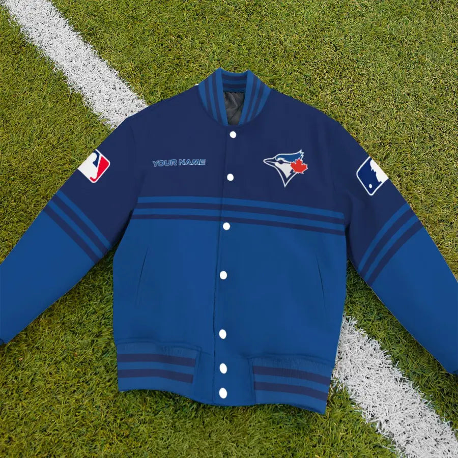 LIMITED EDITION - NEW CUSTOMIZED MLB12 TBJ TORONTO BLUE JAYS BASEBALL JACKET, SATIN VARSITY JACKET