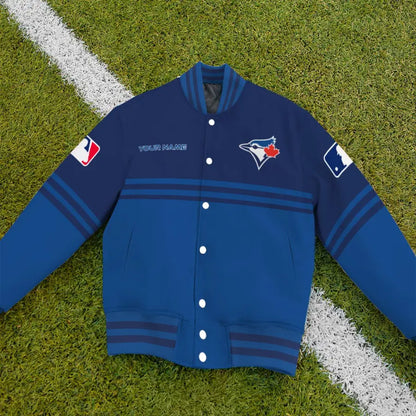 LIMITED EDITION - NEW CUSTOMIZED MLB12 TBJ TORONTO BLUE JAYS BASEBALL JACKET, SATIN VARSITY JACKET